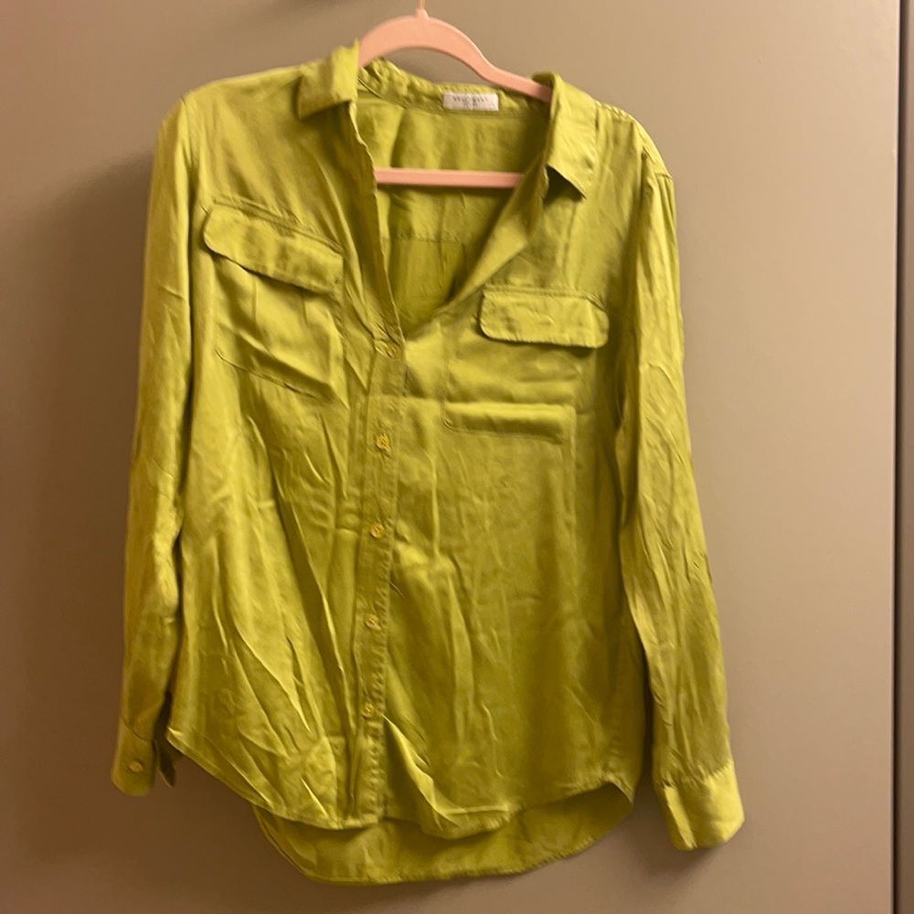 Bright green silk equipment blouse